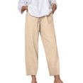 thumbnail image 1 of GUACER Womens Wide Leg Pants Drawstring Waist Tapered Leg Cropped Length Breathable Casual Trousers, 1 of 7