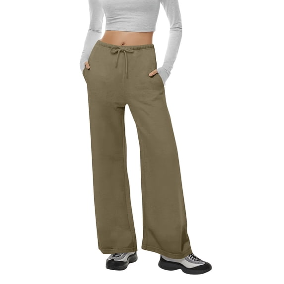 GUACER Womens Wide Leg Sweatpants Side Pockets Drawstring Waist Soft Fabric Casual pants