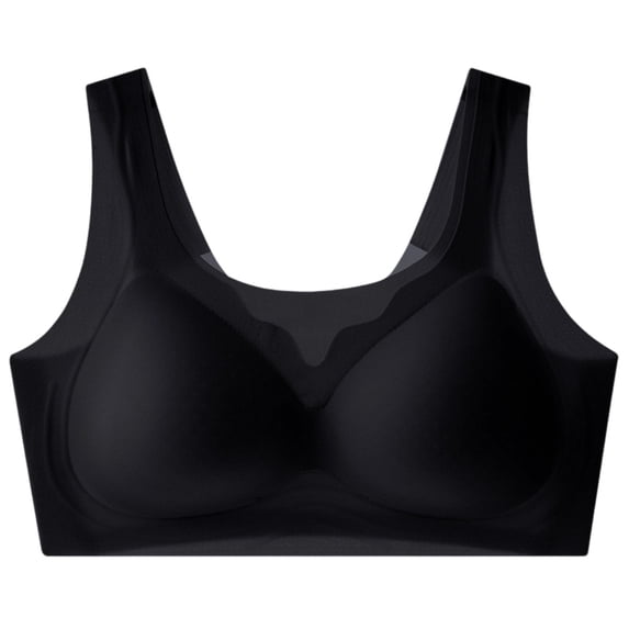GUACER Womens Wide Strap Seamless Bra Comfort Wirefree Tank Bralette, Scalloped Mesh V-Neck Smoothing Lounge Bra