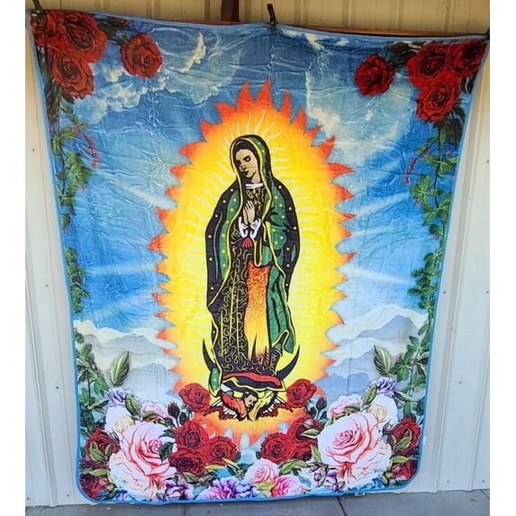GUADALUPE FLOWER ROSE VIRGIN MARY RELIGION BLANKET - Walmart.com