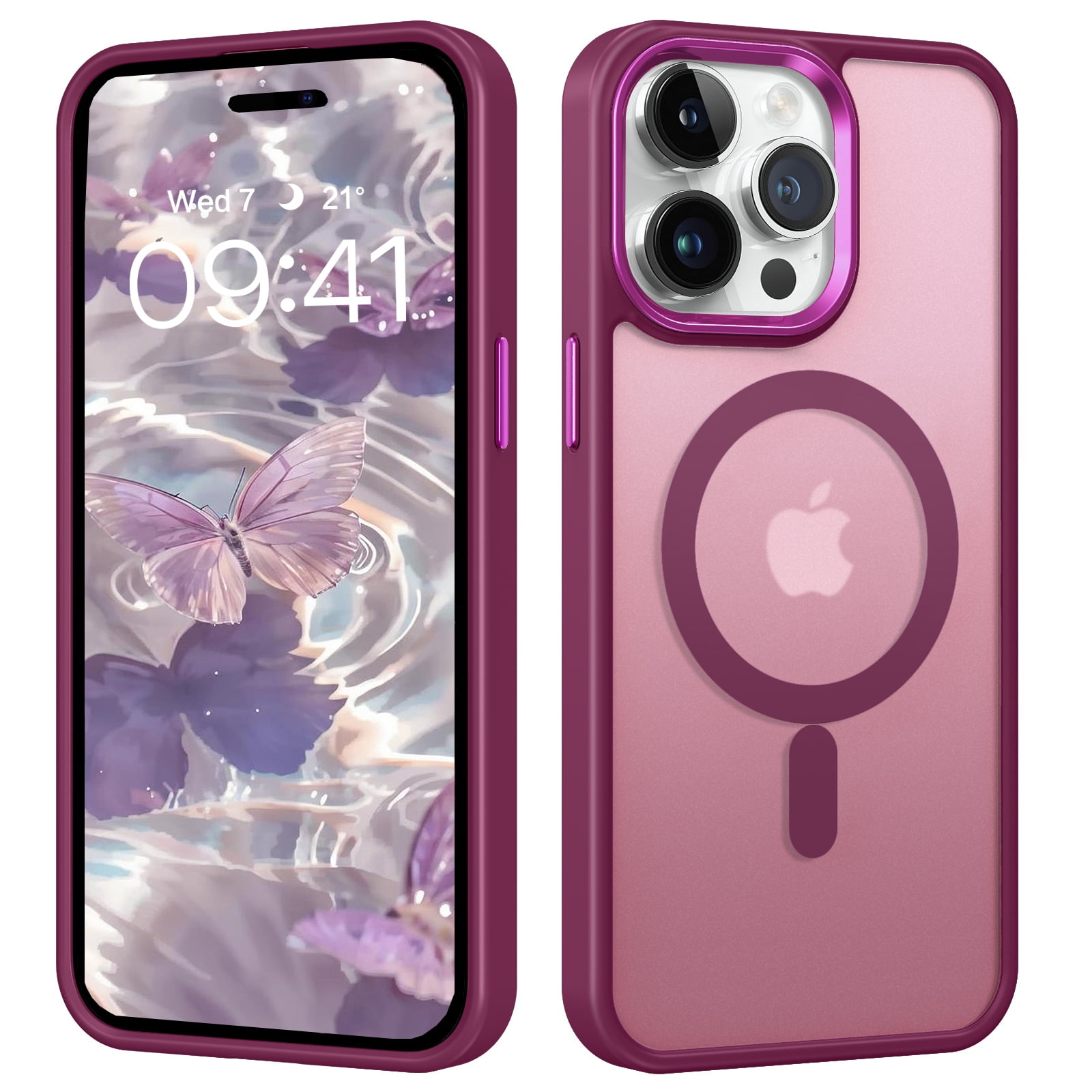 GUAGUA for iPhone 15 Pro Case for Women Compatible with Mag-Safe Semi-Transparent Matte Slim Fit Skin-Friendly TPU Protective Case for iPhone 15 Pro 6.1 inch, Purple