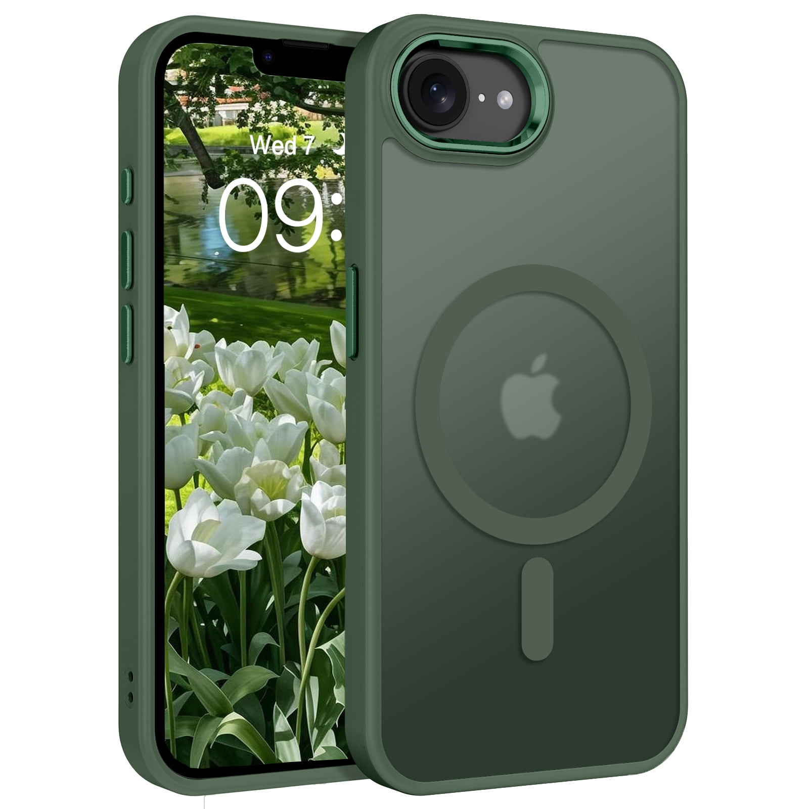 GUAGUA for iPhone 16e Case Green Compatible with Mag-Safe Semi-Transparent Matte, Slim Fit Skin-Friendly TPU Protective Case for iPhone 16e 6.1 inch, Green