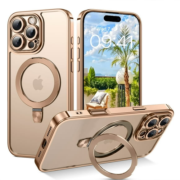 GUAGUA Case for iPhone 16 Pro Max with Stand Compatible with Mag-Safe 6.9" Shockproof Protective Case for iPhone 16 Pro Max Gold