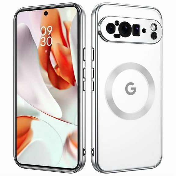 GUAGUA for Google Pixel 9 Pro XL Case, Translucent Matte Magnetic Pixel 9 Pro XL Case [Compatible with Mag-Safe] Slim Fit Shockproof Protective Case Cover, Back Panel Hard Frame Soft, Silver