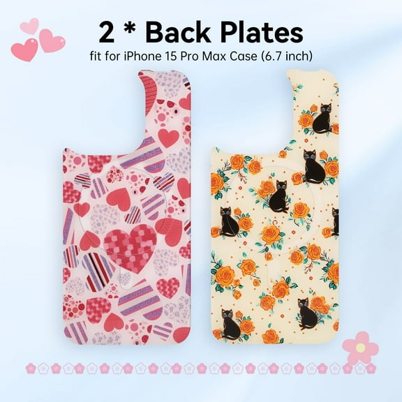 GUAGUA 2* Changeable Back Plates Fit for iPhone 15 Pro Max Case 6.7" Compatible with Mag-Safe