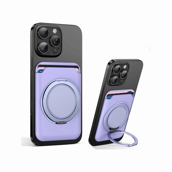 GUAGUA Magnetic Phone Wallet with Stand for Mobile Phones - Holds up to 3 Cards, Light Purple