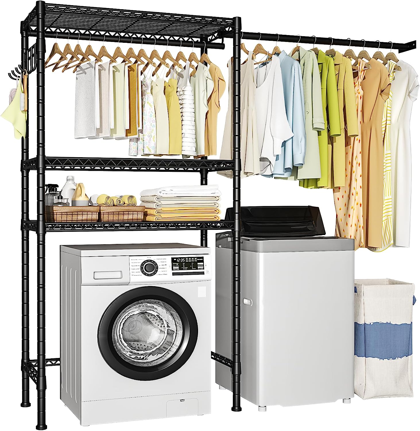 GUAIPOU U4 Over Washer and Dryer Storage Shelf, 2 Rows Laundry Room