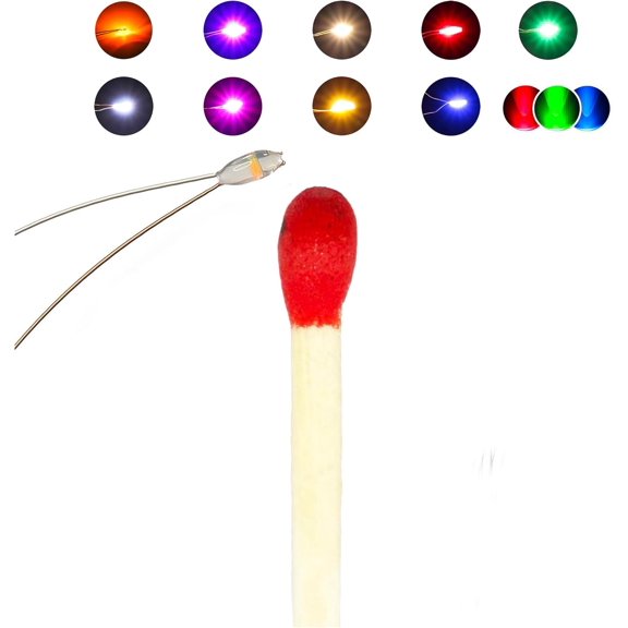 GUAJDE-100 Pcs Micro LED, Tiny Led Lights for Crafts, 10 of Each of 10 Colors Mini LED, SMD led 0603, Soldered Micro Litz Wired Leads, Multi-Resistor, Suitable Used in Any Small Model, Cosplay