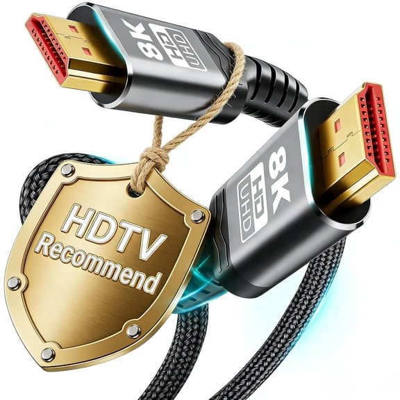 GUAJDE- -  10K 8K HDMI Cable 2.1, Ultra High Speed HDMI Cable Braided Cord, HDMI Cables 48Gbps (8K@60Hz 7680x4320, 4K@120Hz) Supports Dynamic HDR 10 eARC 3D, Dolby Atmos Compatible (10 Fe
