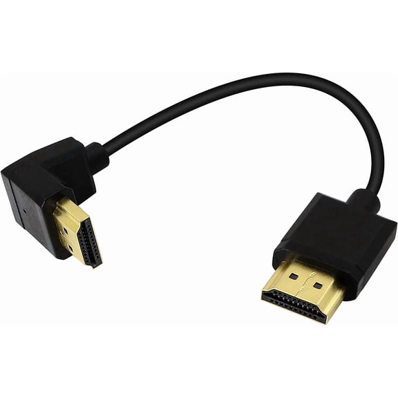 GUAJDE-15CM HDMI Male to Male Short Cable, 270 Degree Upward Angle High Speed HDMI 2.0 Adapter Connector Cable Support 4k@60HZ, for Raspberry Pi, Tablet, Camera Etc(Up)