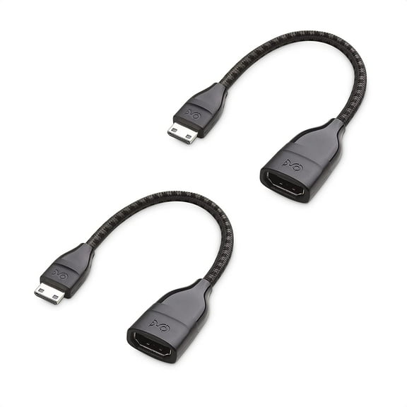 GUAJDE-2-Pack 8K@60Hz / 4K@240Hz Mini HDMI to HDMI Adapter - 6 Inches, with HDR Support for Raspberry Pi Zero and More