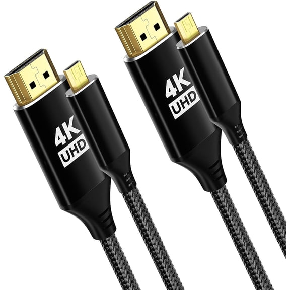 GUAJDE-2-Pack 8K Micro HDMI to HDMI Cable 3FT - 48Gbps HDMI 2.1 [8K@60Hz, 4K@240Hz/144Hz], Braided Aluminum for Samsung G8/G9, Raspberry Pi 5, GoPro, DSLR Cameras