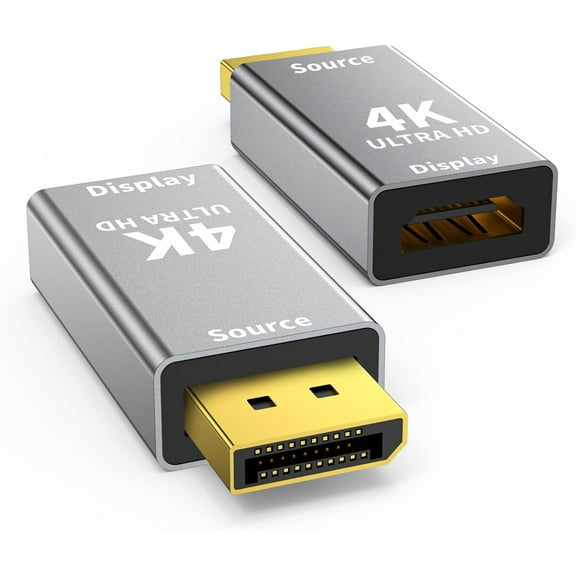 GUAJDE-2-Pack DisplayPort 1.2 to HDMI 2.0 Adapter (4K@60Hz,1440P/2K@120Hz) Uni-Directional DP (Source) to HDMI (Display) Converter Compatible with PC,Desktop,AMD,NVIDIA,and Gaming Monitors