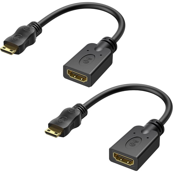 GUAJDE-2-Pack Mini HDMI to HDMI Adapter - 6 Inches, with 4K and HDR Support for Raspberry Pi Zero and More