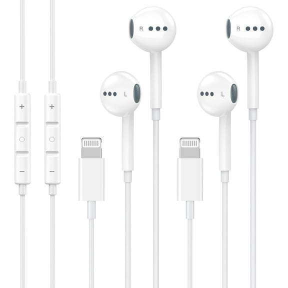 GUAJDE-2 Pack Wired Headphones for iPhone Earbuds with Built-in Microphone & Volume Control Nosie Reduction Earphones Headsets Compatible with iPhone 14 13 12 11 Pro Max XS XR X 8 7, Support All iOS