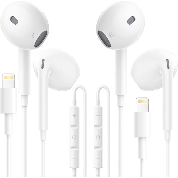 GUAJDE-2 Pack Wired iPhone Headphones, iPhone Wired Earbuds Built-in Mic & Volume Control HiFi Stereo Nosie Reduction Compatible with iPhone 14/13/12/11/XR/XS/X/8/7 Support All iOS