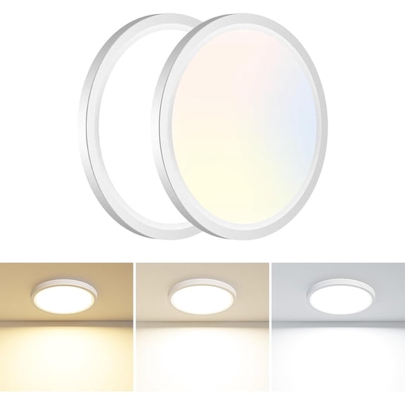GUAJDE-2PACK Flush Mount LED Ceiling Light Fixture Black, 4.7Inch 8Watt, 3000K-4500K-6000K 3 Color Selectable Ceiling Lamp Low Profile Ceiling Light for Closet Basement Hallway Porch