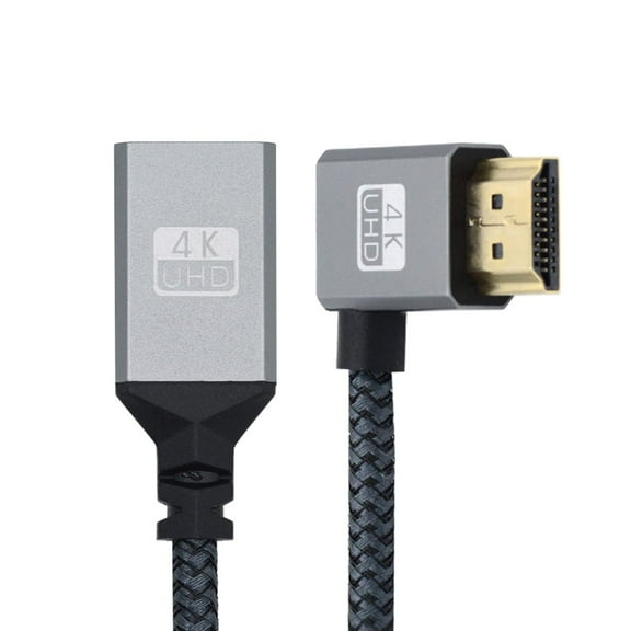 GUAJDE-4K Cable Type-A Standard HDMI 1.4 Male 90 Degree Left Angled to HDMI Female Extension Cable for DV MP4 Camera DC Laptop HDTV