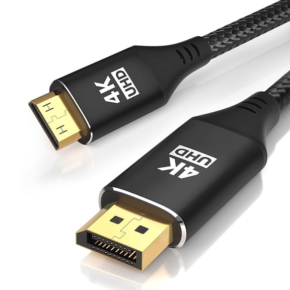 GUAJDE-4K DisplayPort to Mini HDMI Cable 5FT, DP to Mini HDMI Male Video UHD 1440P/2K@120Hz,4K@60 Nylon DP to Mini HDMI Uni-Directional Cord for Dell, Desktop, AMD, NVIDIA, Lenovo, HP, ThinkPad