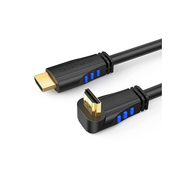 GUAJDE-4K HDMI Cable Right Angle 270 Degree Upward - Supports 4K@60HZ Ultra HD for Gaming, Streaming, Movies, Male to Male, 3ft Black