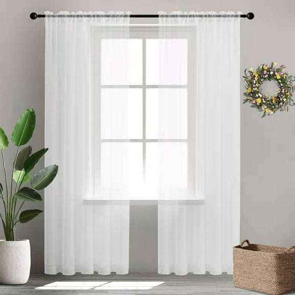 GUAJDE-80 Inch Curtains Length Sheer 2 Panels Set White Closet Curtains for Open Closet Door French Door Sidelight Blinds Sliding Glass Doors,52 in Wide x 80 Inches Long