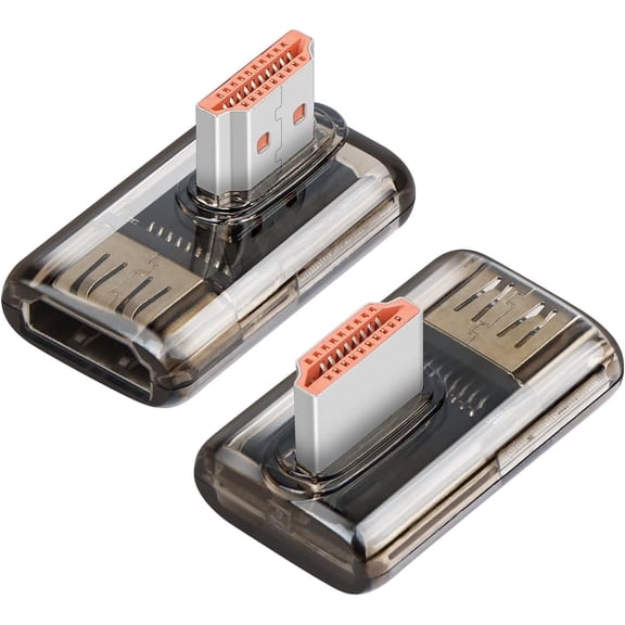 GUAJDE-8K HDMI 2.1 Adapter,90 Degree Right Angle Male to Female HDMI Adapter Support 8K@60Hz,4K@120Hz for TV Box,Projector,TV,Laptop (2 Pack)