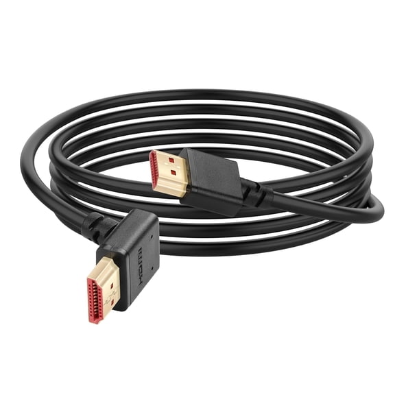 GUAJDE-8K HDMI 2.1 Right Angle Cable 6.6FT 90 Degree 48Gbps High Speed HDMI Male to Male Cable for 4K@120Hz 8K@60Hz 2K@240Hz (Down Angle)