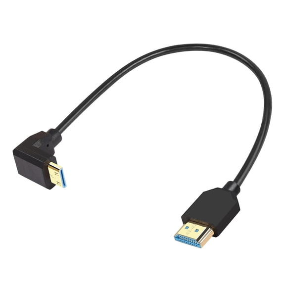 GUAJDE-8K Mini HDMI to HDMI Cable Super Thin line OD 4.0mm Mini HDMI to HDMI Ultra HD 2.1 Cable 8K@60Hz 4K@120Hz 48Gbps Dynamic HDR, eARC 0.3m (Angled Up)