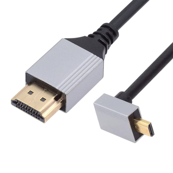 GUAJDE-90 Degree Up Angled Micro HDMI 2.1 Ultra Thin HDTV Cable 8K 4K Hyper Super Flexible Slim Cord Type-A to Type-D for Camera HDTV 50cm