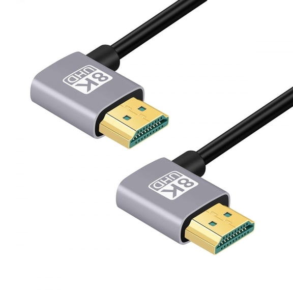 GUAJDE-Cable HDMI 2.1 Ultra Thin HDTV Cable 8K 4K Hyper Super Flexible Slim Cord Right Angled to Right Angled 90 Degree Type-A for Computer HDTV (50cm)