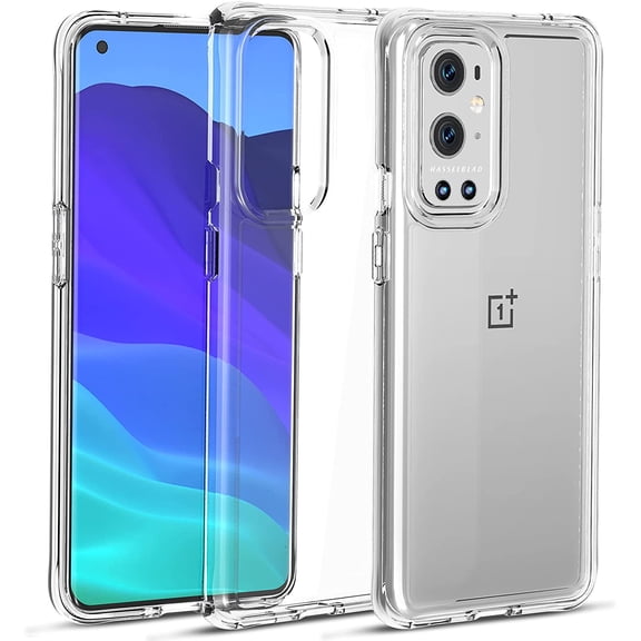 GUAJDE-Clear Case for Oneplus 9 Pro Shockproof [Hard PC Back+Soft TPU Bumper] [Reinforced Corner] [Anti-Yellowing] Support Wireless Charging Protective Phone Case Cover for Oneplus 9 Pro, Transparent