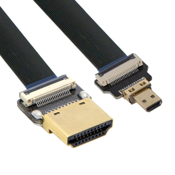 GUAJDE-Cord Ultra Slim HDMI Male to Micro HDMI Male Extension FPC Flat Cable 1080P for FPV HDTV Multicopter Aerial Photography A1-D1 (10cm)