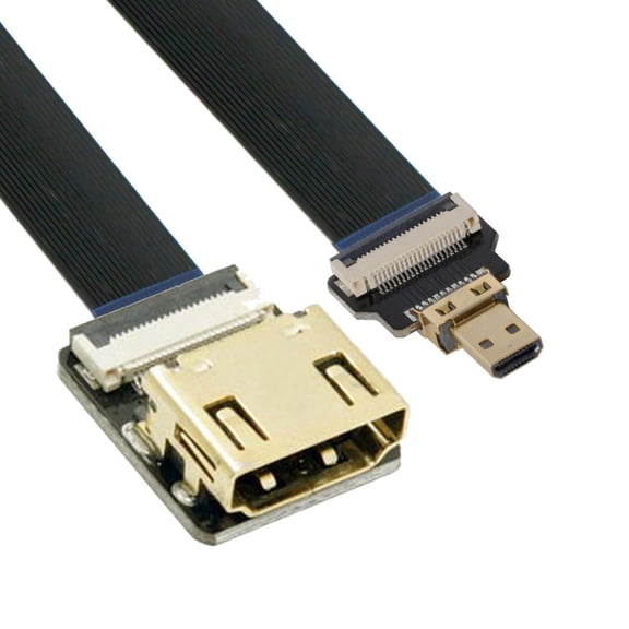 GUAJDE-Cord Ultra Slim Micro HDMI Male to HDMI Female Extension FPC Flat Cable 1080P for FPV HDTV Multicopter Aerial Photography D1-A4 (10cm)