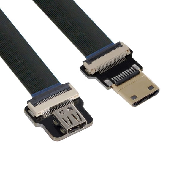 GUAJDE-Cord Ultra Slim Mini HDMI Male to Micro HDMI Female Extension FPC Flat Cable 1080P for FPV HDTV Multicopter Aerial Photography C1-D4 (20cm)