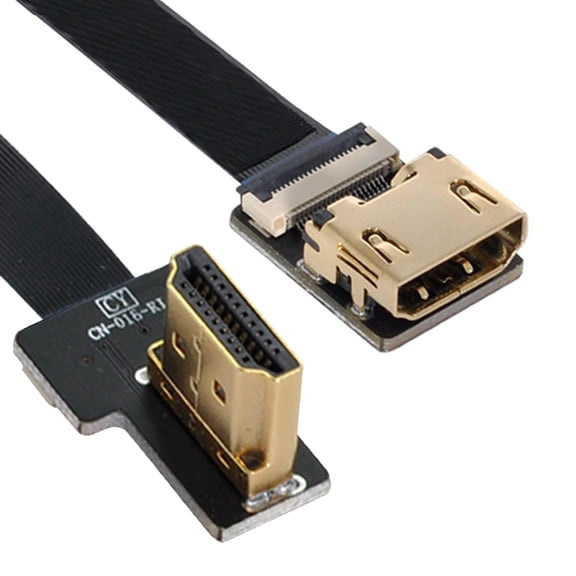 GUAJDE-Cord Ultra Slim Right Angled HDMI Male to HDMI Female Extension FPC Flat Cable 1080P for FPV HDTV Multicopter Aerial Photography A4-A6 (50cm)