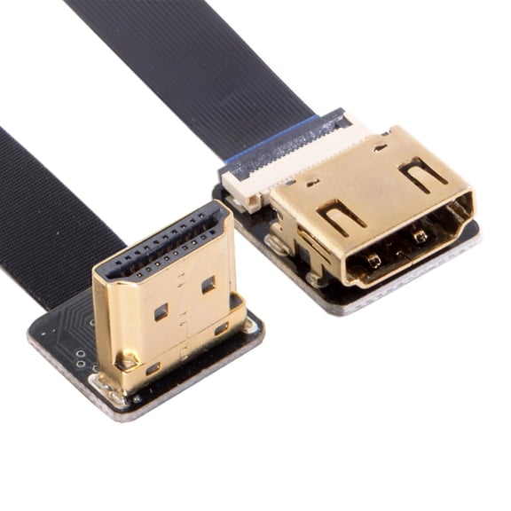 GUAJDE-Cord Ultra Slim Up Angled HDMI Male to HDMI Female Extension FPC Flat Cable 1080P for FPV HDTV Multicopter Aerial Photography A4-A2 (50cm)