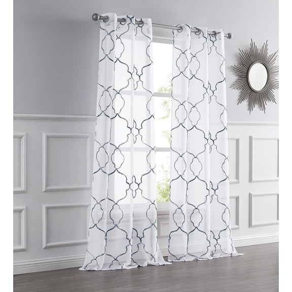 GUAJDE-Curtains Linen Textured Sheer Light Filtering Semi Sheer Curtains 84 inches Long Half Privacy Window Drapes for Living Room Bedroom Dining 2 Panels Set 76" x 84"