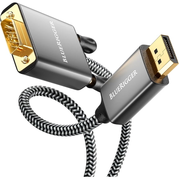 GUAJDE-DisplayPort to VGA Cable (10FT, DP to VGA Monitor Cable, Uni-Directional, Male to Male, Display Port Source to VGA Cable Converter) - Compatible with Laptop, Monitor, Desktop, HDTV