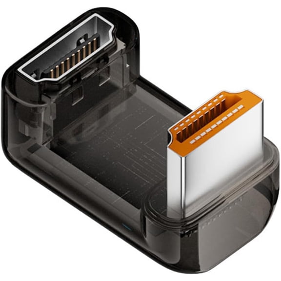 GUAJDE-Down Angled 360 Degree Opposite U Shape Back HDMI Male to HDMI 2.1 Female UHD Extension Adapter Extender Transparent with Smart LED 8K 60hz HDTV