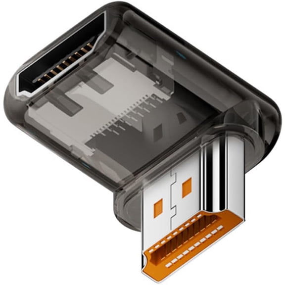 GUAJDE-Down Angled 90 Degree Low Profile HDMI Male to HDMI 2.1 Female UHD Extension Adapter Extender Transparent with Smart LED 8K 60hz HDTV