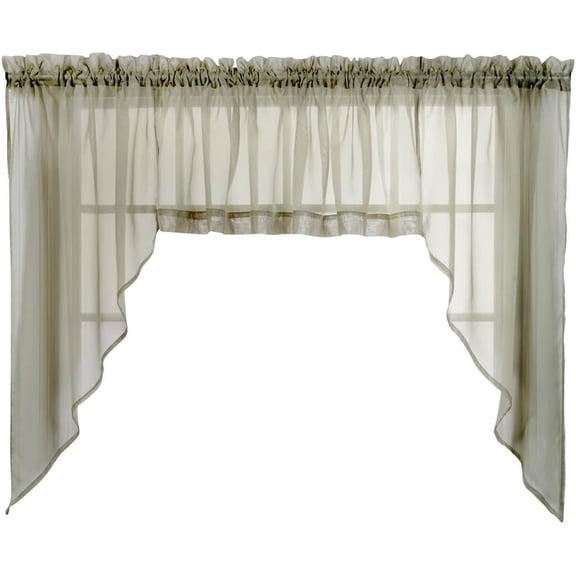GUAJDE-Elegance Sheer Voile Swag, 56" x 38", Sage