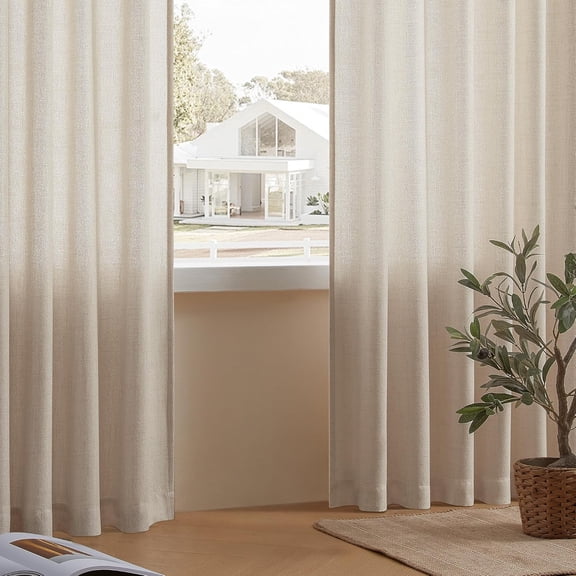GUAJDE-Floor to Ceiling Curtains Soft Touch Light Airy Grey Beige Sheer Curtains for Bedroom Living Room Dining Room Nursery,96 Inches Long