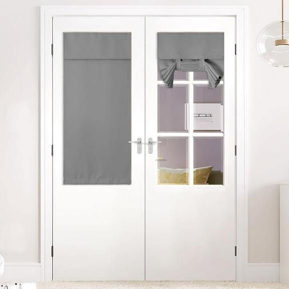 GUAJDE-French Door Curtains - Front Door Shade for Small Window, Privacy Shades for Sidelight Curtains, Thermal Insulated Side Window Covering, W20 X L50, Sliver Grey, 1 Pc