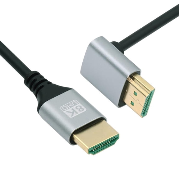 GUAJDE-HDMI 2.1 Ultra Thin HDTV Cable 8K 4K Hyper Super Flexible Slim Cord Up Angled 90 Degree Type-A Male to Male for Computer HDTV 100CM