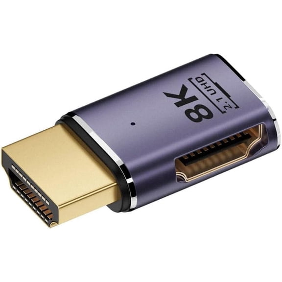 GUAJDE-HDMI 8K Male to HDMI 2.1 Female Flat Horizontal 90 Degree Left Angled UHD Extension Adapter Support 8K 60hz HDTV