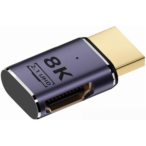 GUAJDE-HDMI 8K Male to HDMI 2.1 Female Flat Horizontal 90 Degree Right Angled UHD Extension Adapter Support 8K 60hz HDTV