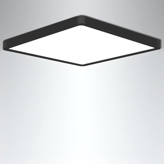 GUAJDE-LED Ceiling Light Flush Mount, 3000K/4500K/6500K Switchable, 9 Inch Square Ceiling Light Fixture for Kitchen, Bedroom, Living Room (Black)