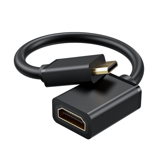 GUAJDE-Mini HDMI to HDMI Adapter 4K, Mini HDMI Male to HDMI 2.0 Female Cord, Support 4K@60Hz HDR 3D Dolby 18Gbps, Ideal For DSLR, Raspberry Pi, Camcorder, Graphics Card, Laptop, Tablet, HDTV, Project