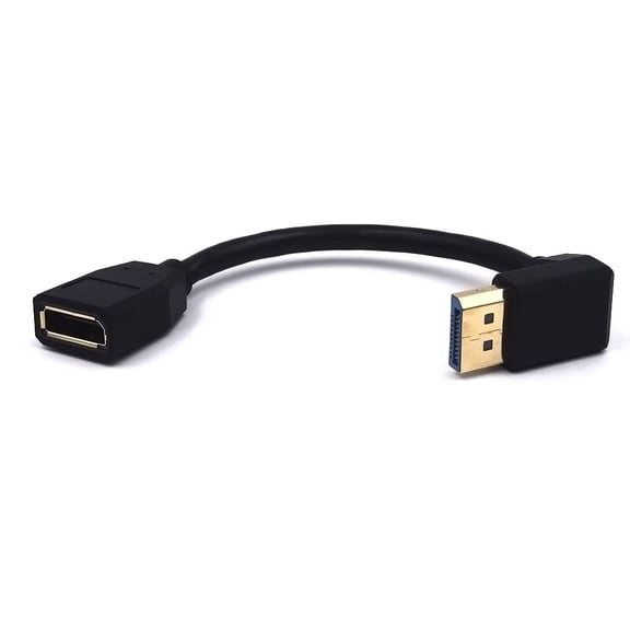GUAJDE-MysRuida 15cm DisplayPort 8K Extension Cable, 90 Degree Up Angle DP 1.4 Male to DP 1.4 Female Extension Adapter Extender Cable, Support 8K@60Hz & 4K@ 144Hz (Up Angle)