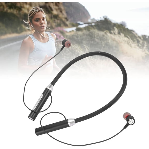 GUAJDE-Neckband Bluetooth Earbuds, Cordless Bluetooth 5.2 IPX5 Stereo Ergonomic Enhanced Bass Neckband Magnetic Headphones for Sports Running Workout (Black)